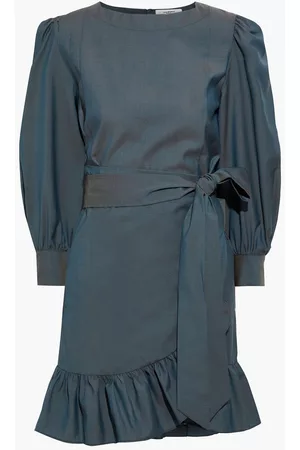 Isabel Marant Women Dresses - Nelicia wrap-effect ruffled wool mini dress - Gray