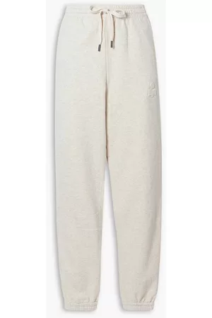 Isabel Marant Women Pants - Maloni mélange cotton-blend jersey track pants - White