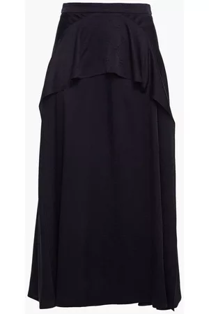 Markus Lupfer Women Midi Skirts - Freya Lip ruffled satin-jacquard midi skirt - Blue