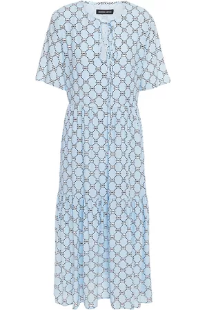 Markus Lupfer Women Printed Dresses - Carter gathered printed crepe midi dress - Blue
