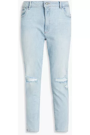 DL1961 Women Skinny Jeans - Florence cropped distressed high-rise skinny jeans - Blue
