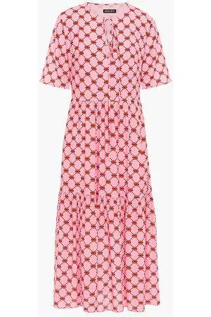 Markus Lupfer Women Printed Dresses - Carter gathered printed crepe midi dress - Pink