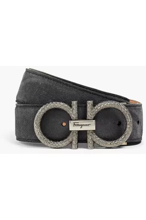 Salvatore Ferragamo Men Belts - Suede belt - Gray