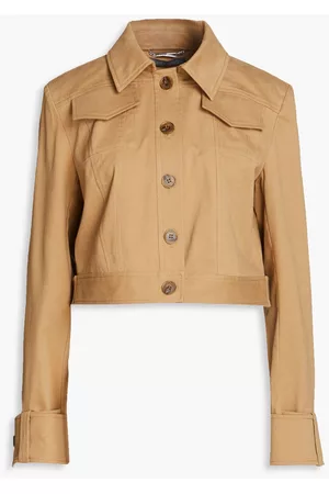 Alberta Ferretti Women Cropped Jackets - Stretch-cotton gabardine jacket - Neutral