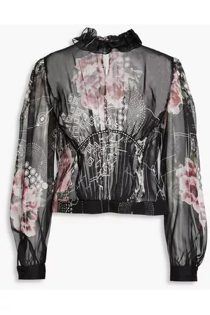 Alberta Ferretti Women Blouses - Gathered printed silk-chiffon blouse