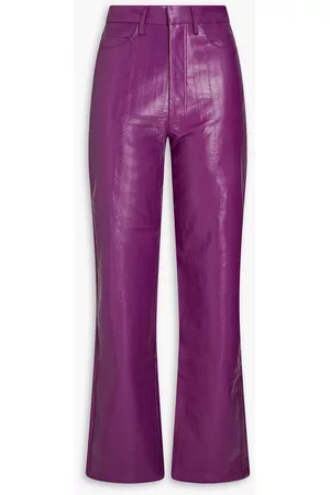 ROTATE Women Leather Pants - Rotie faux eel-effect leather straight-leg pants