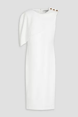 Badgley Mischka Women Midi Dresses - Button-embellished crepe midi dress