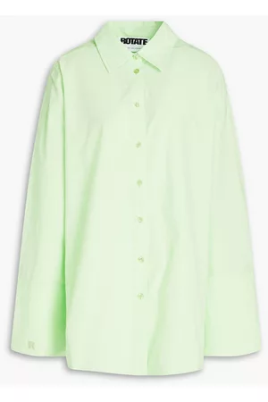 ROTATE Women Sleeveless Shirts - Lipy oversized cotton-poplin shirt - Green