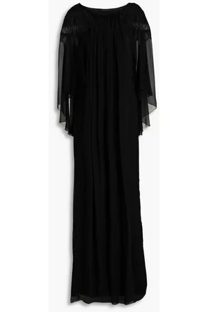 Alberta Ferretti Women Party Dresses - Cape-effect gathered silk-chiffon gown