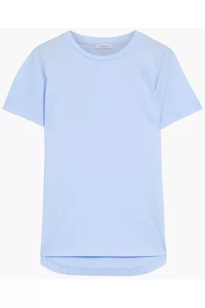 IRIS & INK Women Long Sleeve Polo Shirts - Marie organic cotton-jersey T-shirt - Blue