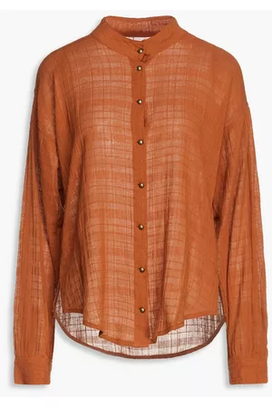 Tigerlily Women Sleeveless Shirts - Alameda cotton-gauze shirt - Brown