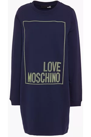 Love Moschino Women Dresses - Studded French cotton-blend terry mini dress - Blue