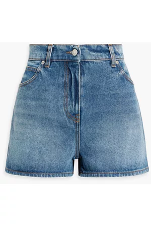 Msgm Women Shorts - Printed denim shorts - Blue