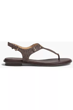 Michael Kors Women Sandals - Logo-print faux textured-leather sandals