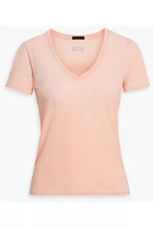 ATM Anthony Thomas Melillo Women Long Sleeve Polo Shirts - Dégradé cotton-jersey T-shirt - Orange