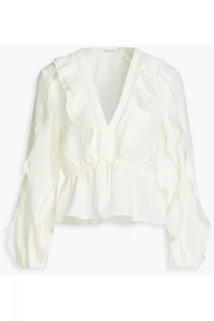 Derek Lam Women Blouses - Ruffled embroidered crepe blouse - White