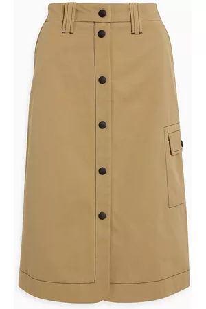 Msgm Women Midi Skirts - Cotton-canvas midi skirt - Brown