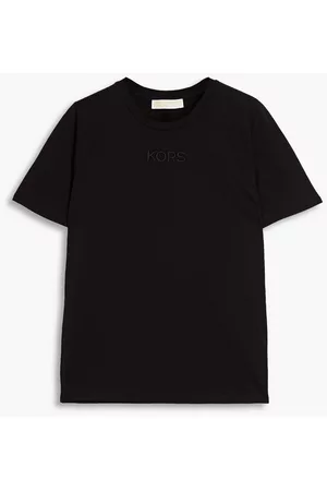 Michael Kors Women Long Sleeve Polo Shirts - Embroidered organic cotton-jersey T-shirt
