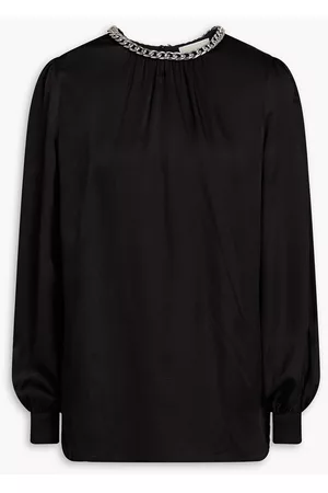 Michael Kors Women Blouses - Chain-embellished gathered satin blouse