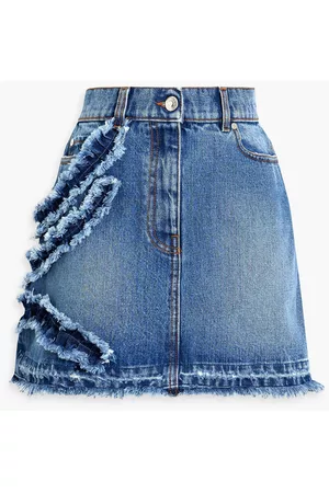 Msgm Women Mini Skirts - Distressed denim mini skirt - Blue