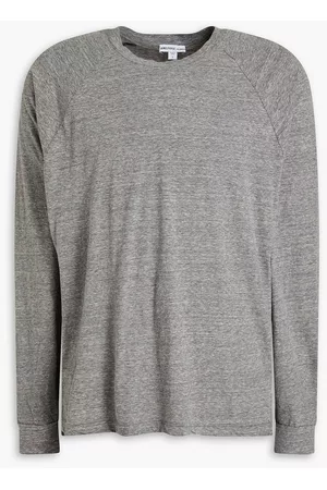 James Perse Men Long Sleeve Polo Shirts - Mélange cotton-jersey T-shirt