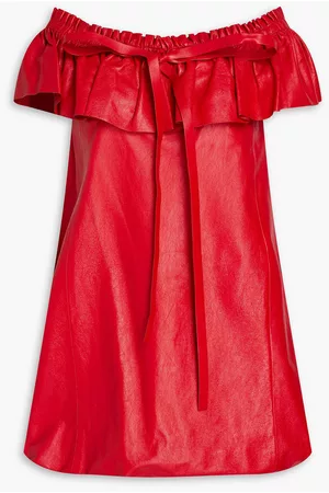 VALENTINO Women Dresses - Garavani - Off-the-shoulder leather mini dress