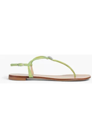 Giuseppe Zanotti Women Sandals - Rock 10 embellished metallic leather sandals - Green