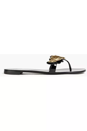 Giuseppe Zanotti Women Patent Leather Shoes - Rock 10 embellished faux patent-leather sandals - Metallic