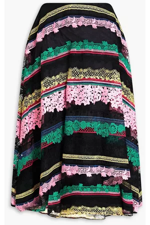 VALENTINO Women Midi Skirts - Garavani - Cotton-blend guipure lace midi skirt