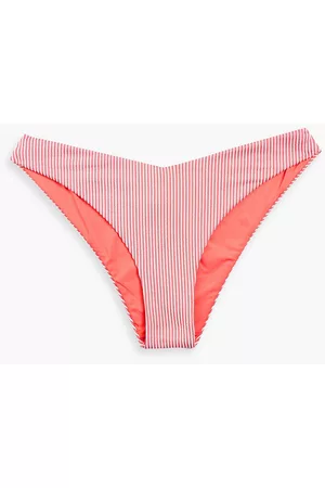 ONIA Women Bikini Bottoms - Chiara striped ribbed low-rise bikini briefs - Orange