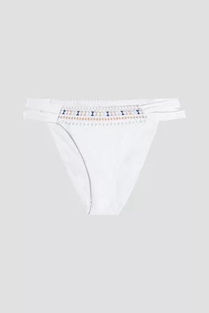 Tigerlily Women Bikini Bottoms - Tiger embroidered low-rise bikini briefs