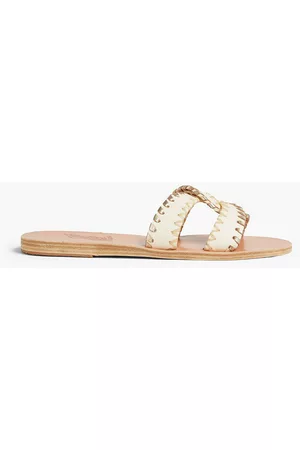 Ancient Greek Sandals Women Flip Flops - Desmos leather slides - Metallic