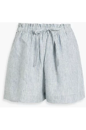 ULLA JOHNSON Women Shorts - Asa striped linen shorts - Blue