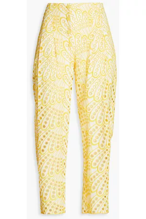 CHARO RUIZ IBIZA Women Pants - Simone cropped broderie anglaise cotton-blend tapered pants