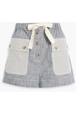 ULLA JOHNSON Women Shorts - Gracie striped cotton shorts - Gray
