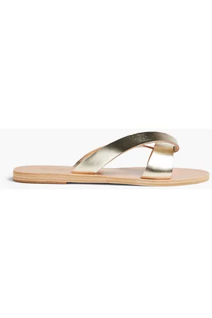 Ancient Greek Sandals Women Flip Flops - Riley metallic leather slides - Metallic