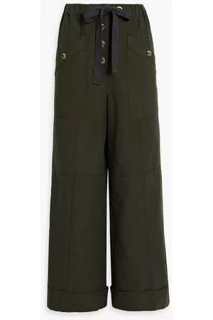 ULLA JOHNSON Women Wide Leg Pants - Kirkley striped cotton wide-leg pants - Green