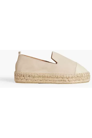 Last Studio Women Lace up Ballerinas - Marley leather-trimmed suede espadrilles - Neutral