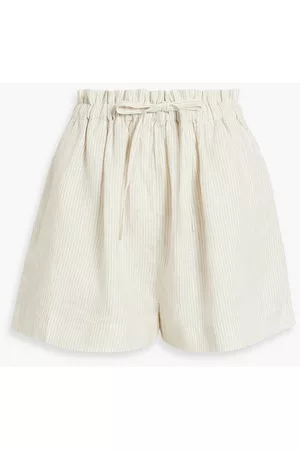 ULLA JOHNSON Women Shorts - Asa striped linen shorts - Neutral