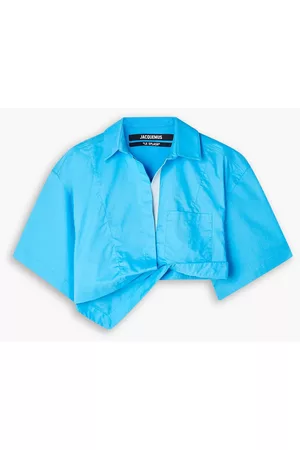 Jacquemus Women Blouses - Capri cropped cotton-poplin blouse - Blue