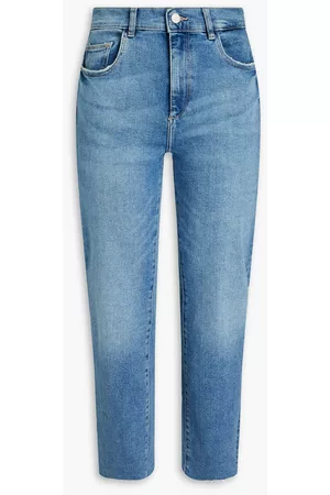 DL1961 Women Straight Jeans - Patti cropped high-rise straight-leg jeans - Blue