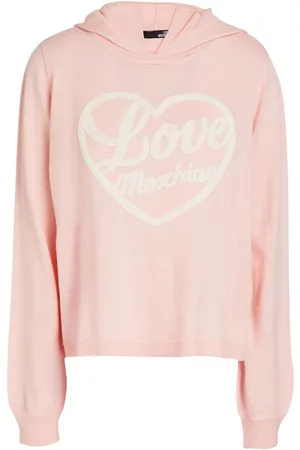 Love Moschino Women Turtlenecks - Appliquéd wool-blend hoodie - Pink