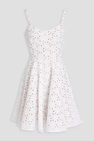 Michael Kors Women Printed Dresses - Gathered broderie anglaise cotton-blend mini dress