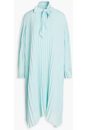 DAY Birger et Mikkelsen Women Midi Dresses - Oscar pussy-bow pleated crepe de chine midi dress - Blue