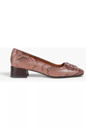 Tory Burch Women Pumps - Georgia embellished snake-effect leather pumps - Pink