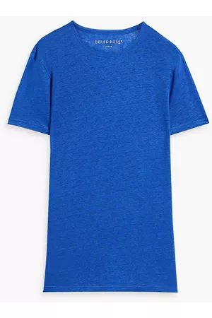 DEREK ROSE Men Long Sleeve Polo Shirts - Jordan linen-jersey T-shirt - Blue