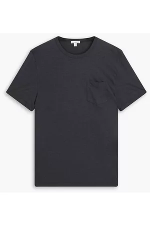 James Perse Men Long Sleeve Polo Shirts - Cotton-jersey T-shirt - Gray