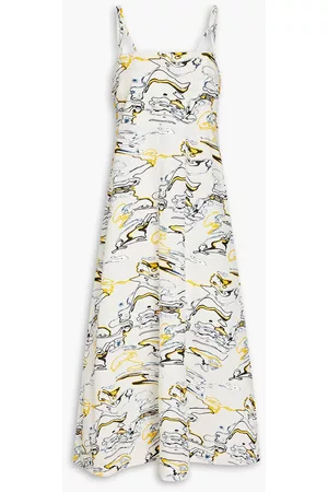 Ninety Percent Women Printed Dresses - Elijah printed organic cotton-poplin midi dress - Neutral