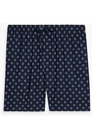 DEREK ROSE Men Shorts - Nelson floral-print cotton-poplin shorts - Blue