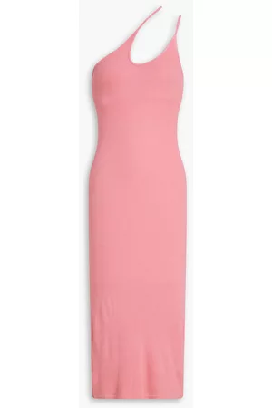 ENZA COSTA Women Casual Dresses - One-shoulder cutout ribbed-jersey midi dress - Pink